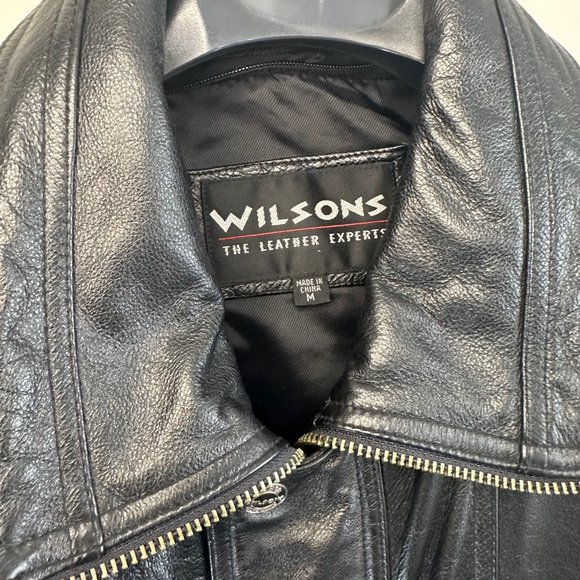 Vintage 90's Oversized Wilsons Leather Black Heavyweight Utility Jacket - Picture 3 of 14